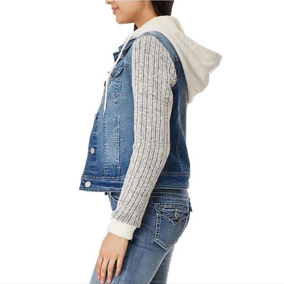 Juniors Wallflower Dreamer Jean Sweater Jacket - Picture 4 of 4